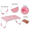 Basicwise Bed Tray Laptop Foldable Table, Kids Lap Desk Homework Table, Pink QI003987.PK